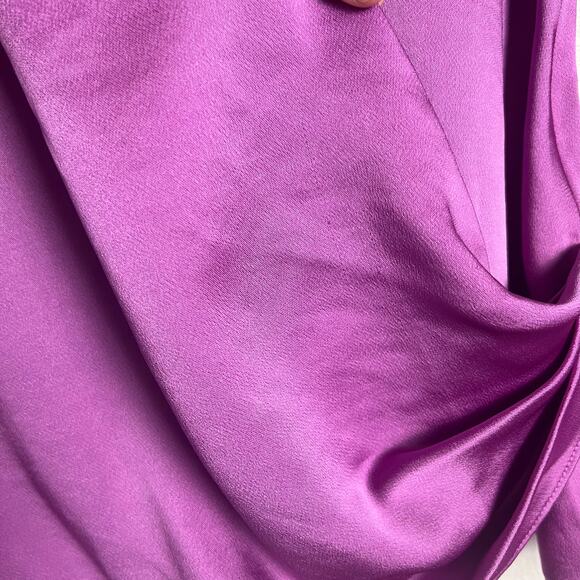 Simkhai Purple Paradisa Satin Long Sleeve Collared Wrap Top Size 4 - Picture 15 of 15